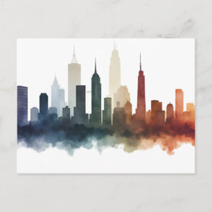 Postal Dibujo de ciudad arte acuarela