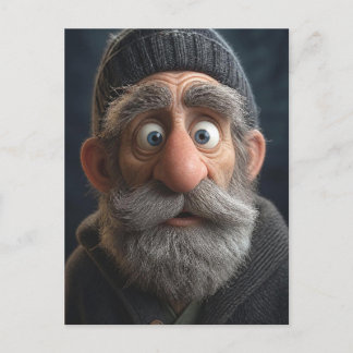 Postal Dibujo de Claymation de Anciano Sorprendido Divert