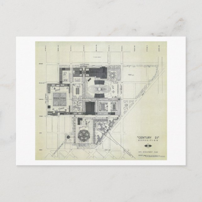 Postal Dibujo de concepto aéreo de la aguja espacial (Anverso)