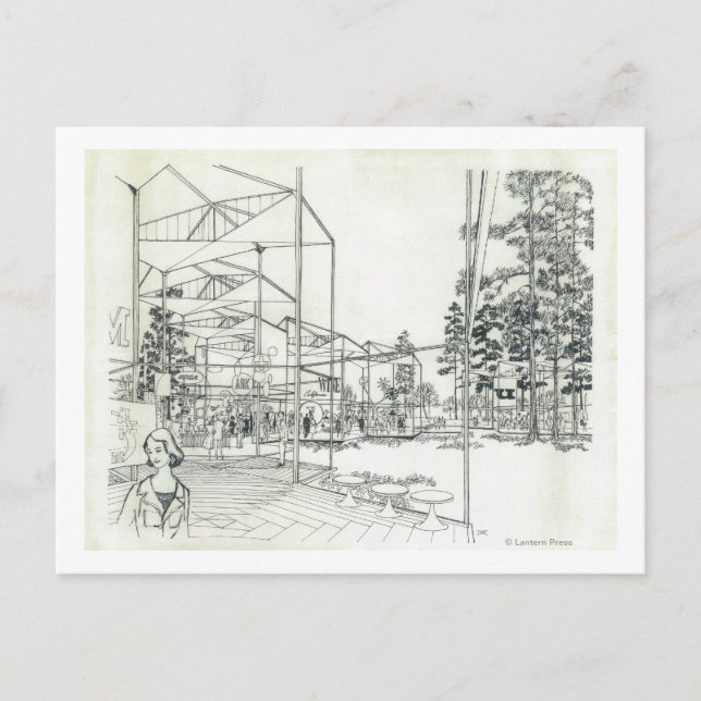 Postal Dibujo de concepto aéreo de la aguja espacial 3 (Anverso)