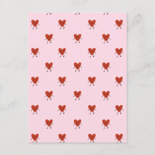 Postal Dibujo de corazones rojos lindos sin costuras sobr
