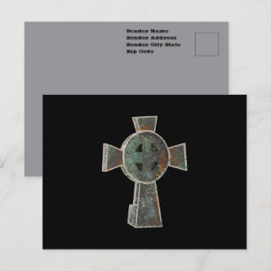 Postal Dibujo de cruz de lápida en cementerio gótico de H