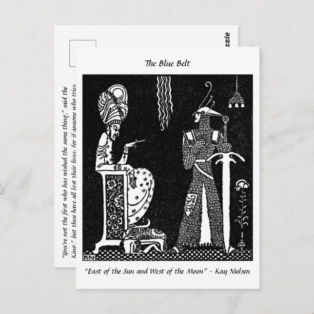 Postal Dibujo de cuento de hadas del Rey malvado y el Cab (Anverso / Reverso)