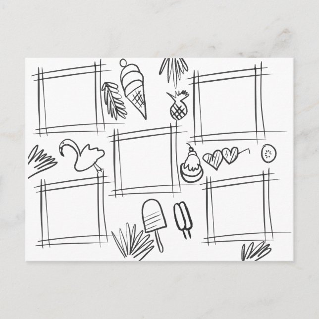 Postal Dibujo de dibujos de dibujos de diversiones tropic (Anverso)