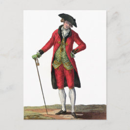 Postal Dibujo de diseño de moda francés del caballero tra