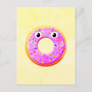Postal Dibujo de donut con ojos y sprinkles
