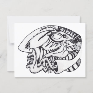 Postal Dibujo de entrada de lápiz de tres aspectos