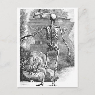 Postal Dibujo de época de un esqueleto orientado hacia at