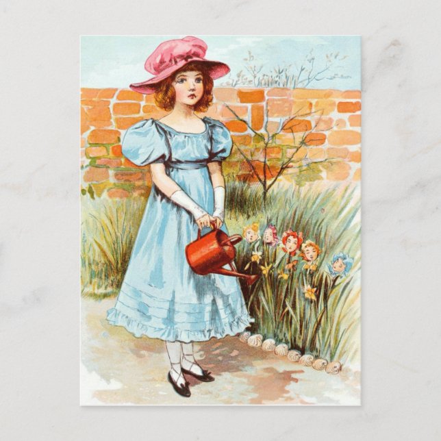 Postal Dibujo de época: Jardín de flores de Mary (Anverso)