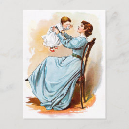Postal Dibujo de época: Madre con niña