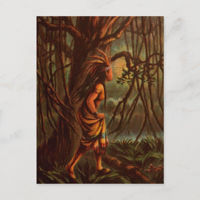 Postal Dibujo de época: Pocahontas, la princesa india (Anverso)