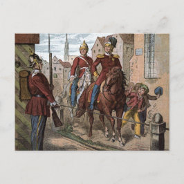 Postal Dibujo de época: soldados de camisas rojas
