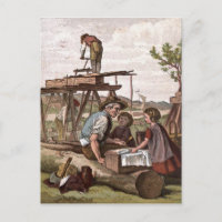 Dibujo de época: Trabajadores de construcción