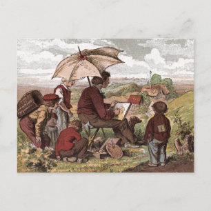 Postal Dibujo de época: un artista simple