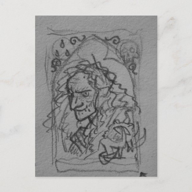 Postal Dibujo de esbozo de bruja de Hag (Anverso)