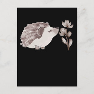 Postal Dibujo de Flor de Hedgehog Lover Baby