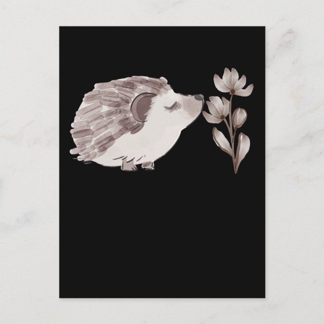 Postal Dibujo de Flor de Hedgehog Lover Baby (Anverso)