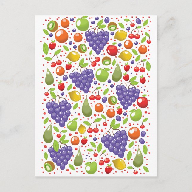 Postal Dibujo de frutas lindas (Anverso)