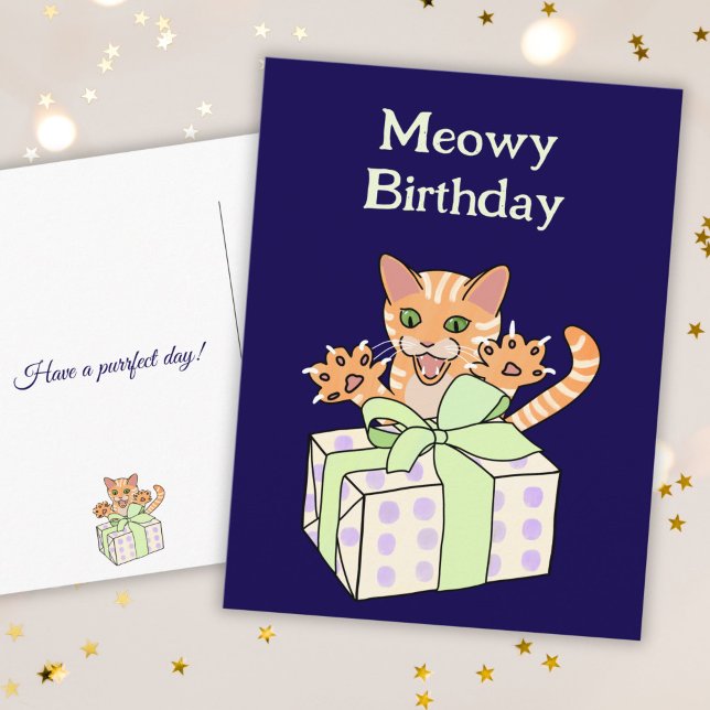 Postal Dibujo de gato de cumpleaños divertido personaliza (Subido por el creador)