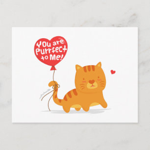 Postal Dibujo de gato divertido Amor Humor Amoroso Gatito