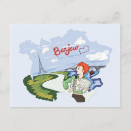 Postal Dibujo de Hola París