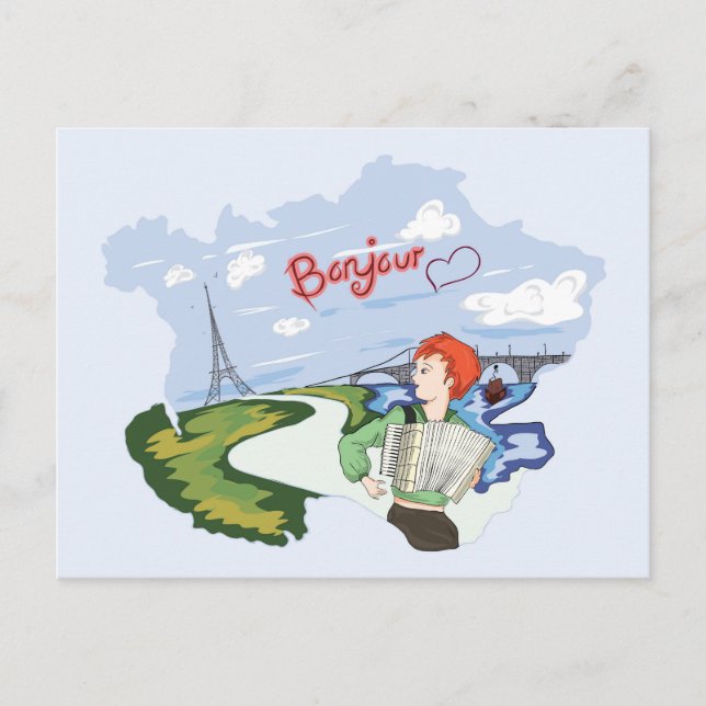 Postal Dibujo de Hola París (Anverso)