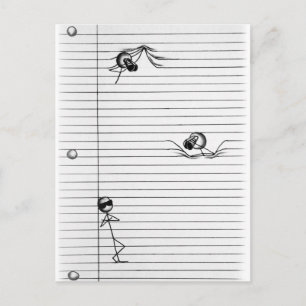 Postal Dibujo de imágenes de palos y espías en líneas