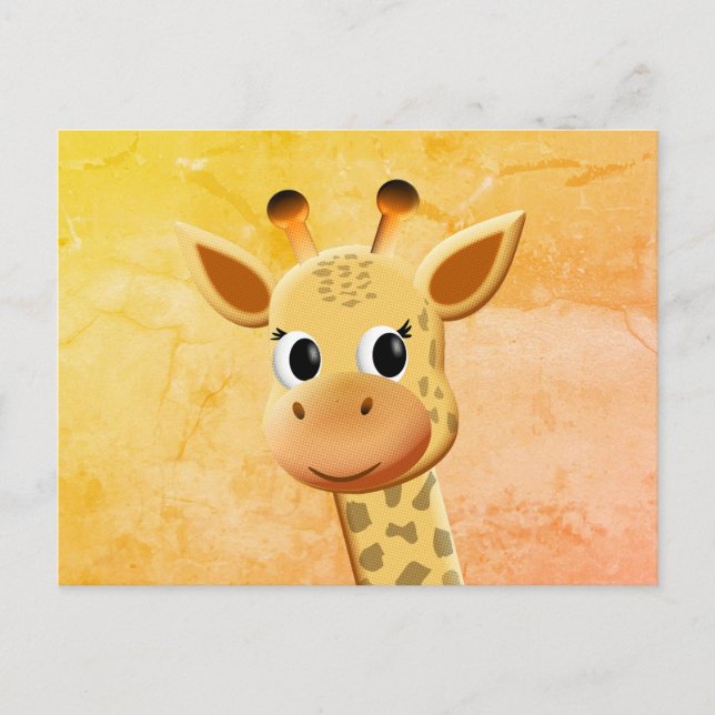Postal Dibujo de jirafa bebé linda (Anverso)
