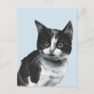 Postal Dibujo de Kitten en blanco y negro