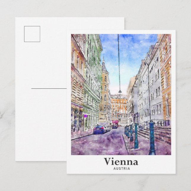 Postal Dibujo de la mano de la acuarela del arte de Austr (Anverso / Reverso)