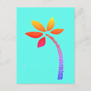 Postal Dibujo de la palmera arcoiris con fondo azul