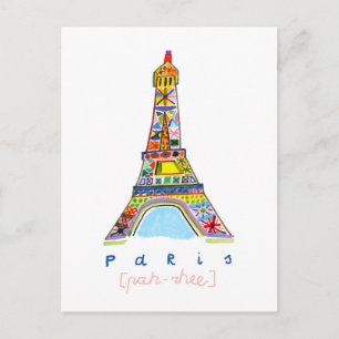 Postal Dibujo de la punta del fieltro de París