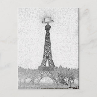 Postal Dibujo de la Torre Eiffel de Texas en París