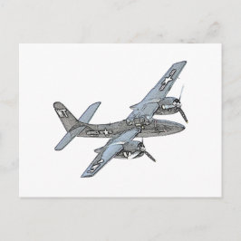 Postal Dibujo de lápiz para aviones Grumman F7F Tigercat