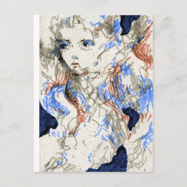 Postal Dibujo de lápiz serafilo (Anverso)