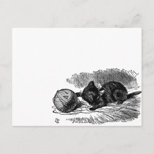 Postal Dibujo de libro de gatos negros de la Vieja Alicia