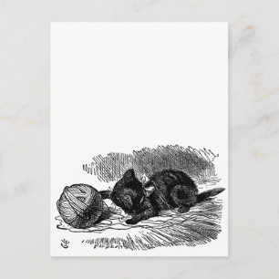 Postal Dibujo de libro de gatos negros de la Vieja Alicia