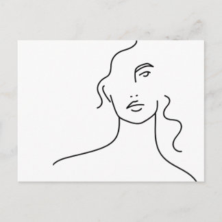Postal Dibujo de línea de cara minimalista
