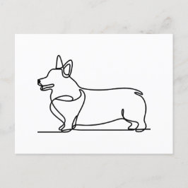 Postal Dibujo de línea de corgi