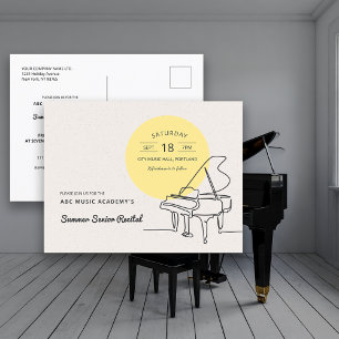 Postal Dibujo de línea Gran Recital de piano Guardar fech