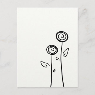 Postal Dibujo de línea simple de dos flores