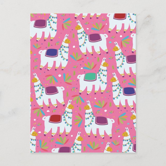 Postal Dibujo de Llama Adorable (Anverso)