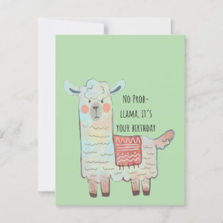 Postal Dibujo de llama linda, animal alpaca 