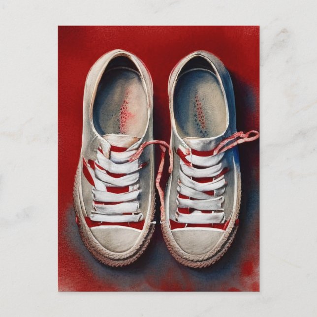 Postal Dibujo De Mano De Zapatos Graciosos (Anverso)