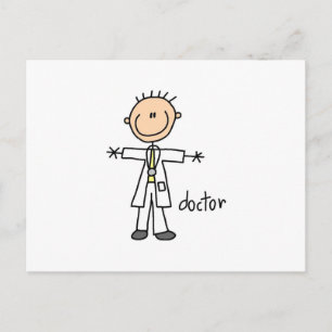 Postal Dibujo de médico en palitos