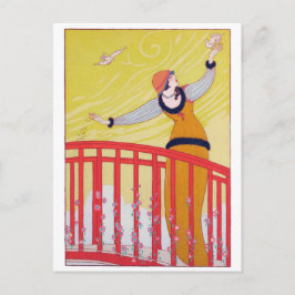 Postal Dibujo de moda de verano Arte amarillo de Charles 