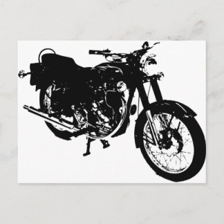 Postal Dibujo de motocicletas en blanco y negro