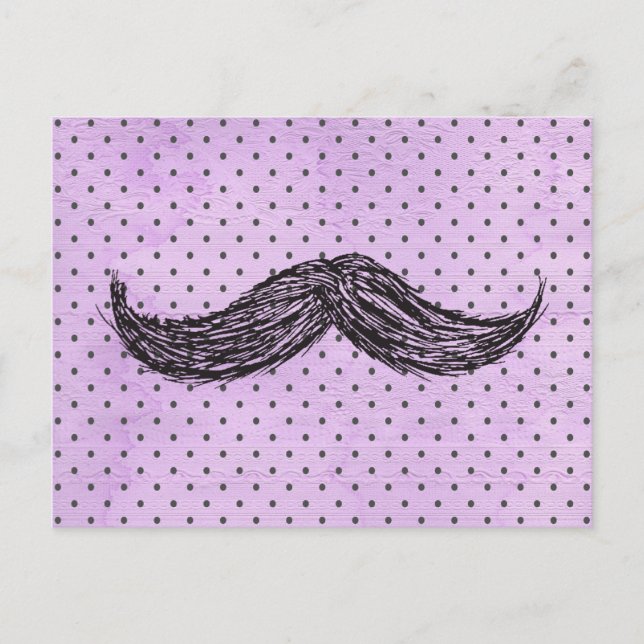 Postal Dibujo De    Mustache Divertido Con Puntos De Polk (Anverso)