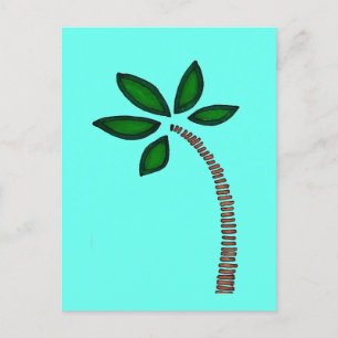 Postal Dibujo de palmeras marrones y verdes