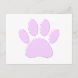 Postal Dibujo de pata de perro rosa claro lindo